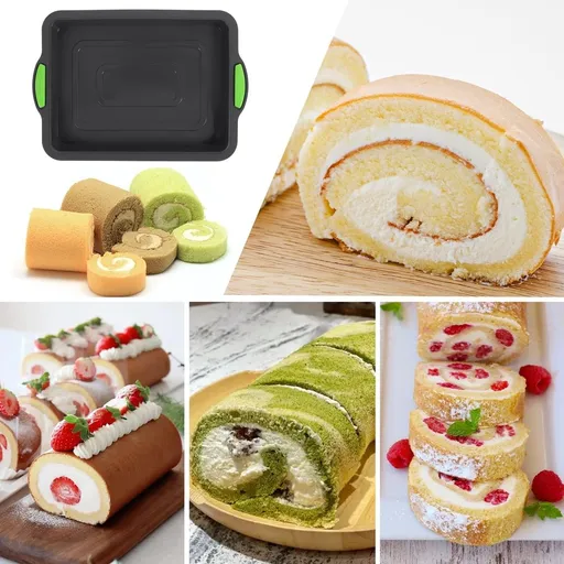 Grey Nonstick Silicone Bakeware Set for Brownies, Rectangular Cake Mold and Cookie Sheet, Oven Baking Pans
