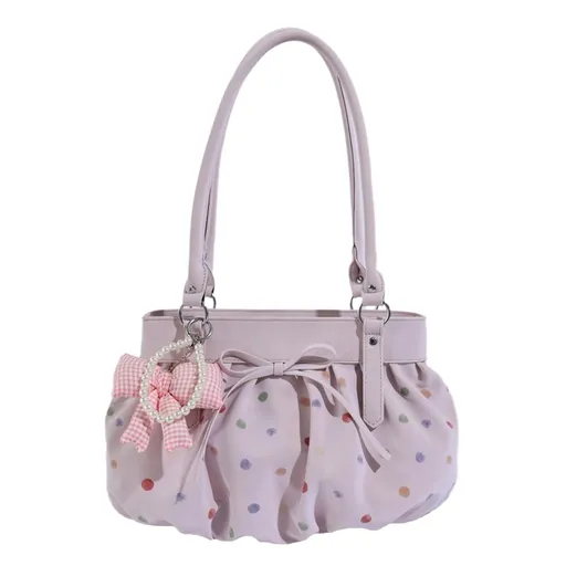 Slouchy Hobo Bag for Women, Y2K Shoulder Purse with Star & Bow Charm, Casual Daily Carry