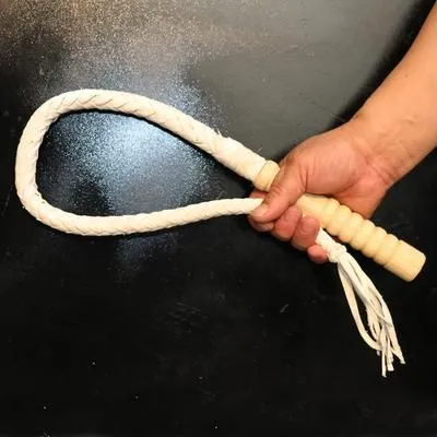 House Of Dasein White 3 Size Leather Whip Bdsm Spanking Impact Play Toy - White - 70Cm