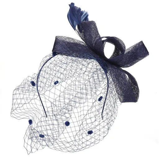 Wedding Women Net Mesh Bridal Face Veil Hats Brides Fascinator Headwear Hair Accessory(Navy)