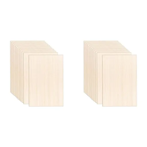 24 Pack Sheets 12 X 8 X 1/13 Inch Thin Plywood Wood Sheets Unfinished Wood Squares Boards Balsa Wood Sheets for Crafts