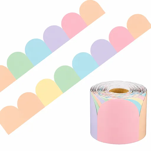68.9 Ft Pastel Scalloped Bulletin Board Border Roll, Colorful Die Cut Trim for Classroom, Chalkboard and Wall Decor