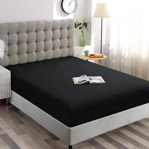 Hotel Quality Fitted Sheet - 1 Piece Fitted Sheet -Breathable Bedding - Wrinkle, Fade, Stain Resistant- 16inch/40cm Deep Pocket Fitted Bed Sheet-Wrinkle and Fade Resistant,(Black,Super King)