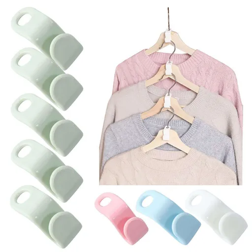 50 MultiColor Clothes Hangers with Connecting Hook, 50-Pack