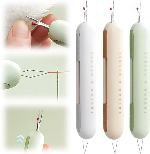 Seam ripper - Needle threader - Sewing supplies - Seam opener - Needle threader - Sewing supplies - Seam ripper - Needle threader - Clothing repair - Sewing tools - Sewing accessories - Embroidery - Sewing box filling - Needle and thread - Multicolor
