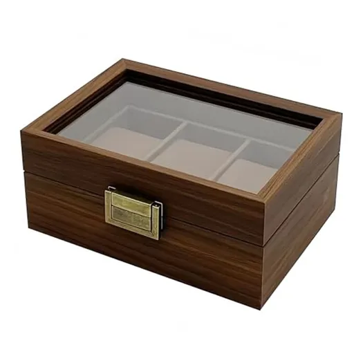 Wooden Watch Box for Men, 3 Slot Watch Display Case with Lid - Watch Display Storage Box, Collection Case, Accessory Storage, Wooden (oniy box)