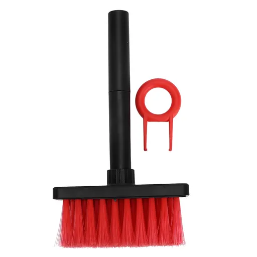 Keyboard Brush 5 in 1 Multifunction Separate Double Head Design Plastic Cleaning Brush Pen for Headphones Black Red