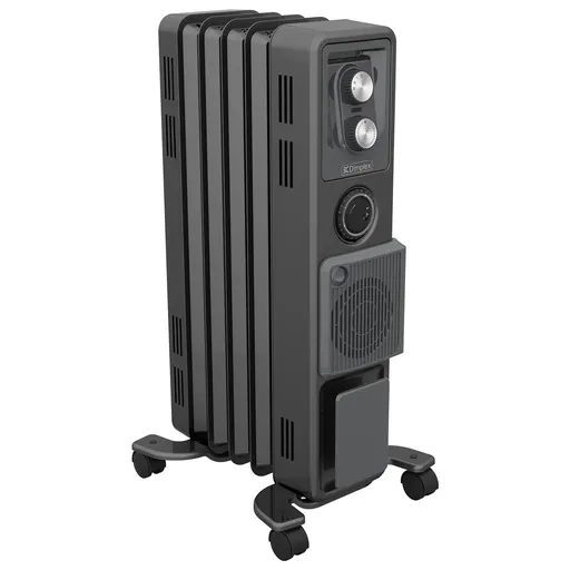 Dimplex 1.5kW Oil Free Column Heater - Portable Electric Radiator w/ Turbo Fan, Thermostat & Timer - Black