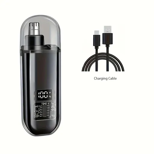 Electric nose hair trimmer, fashionable mini portable, wireless USB charging, suitable for both men and women, super easy-to-use nose hair trimmer.black