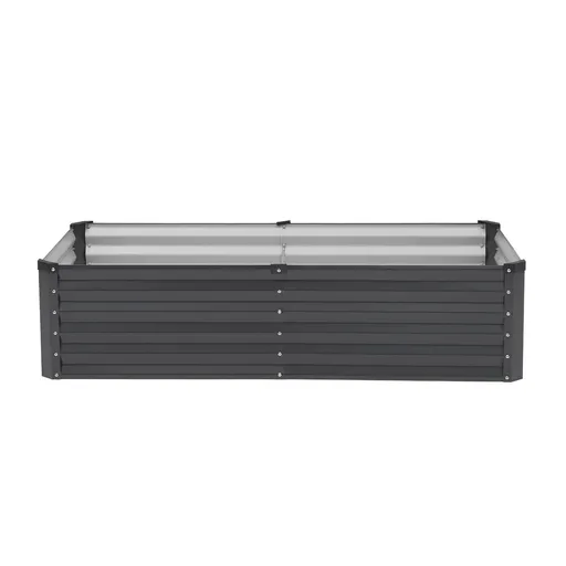 Metal Raised Garden Bed, 6 x 3 x 1.5 ft Outdoor Galvanized Planter Box, with Open Bottom, Large Planter Raised Bed for Gardening Vegetables, Flowers, Herbs, and Succulent Plants, Dark Gray