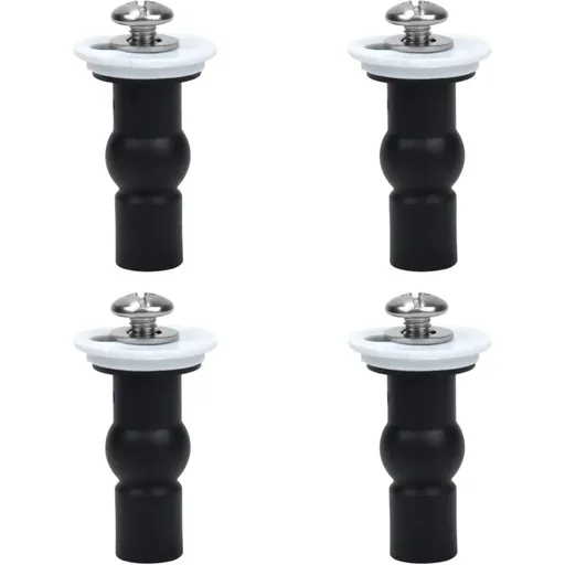 Toilet Seat Fittings, 4 Pack Toilet Seat Hinges Screws Toilet Seat Fixings Expanding Rubber Top Nuts Screws