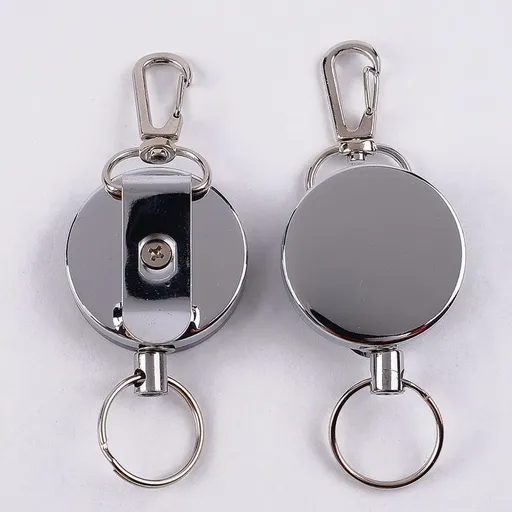 Retractable Key-Chain Badge Reel - Heavy Duty Metal Badge Holder Key Reel, Key Holder Ring with Belt Clip