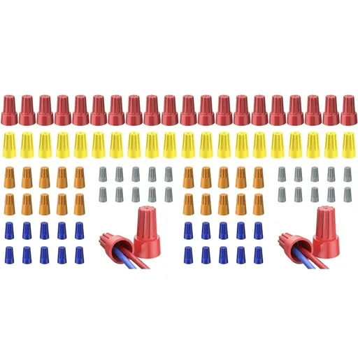 100Pc Wire Nuts Wire Caps Electrical Wire Connectors for 10-22AWG Gauge Wire Electric Connectors for Wiring Twist Nuts A