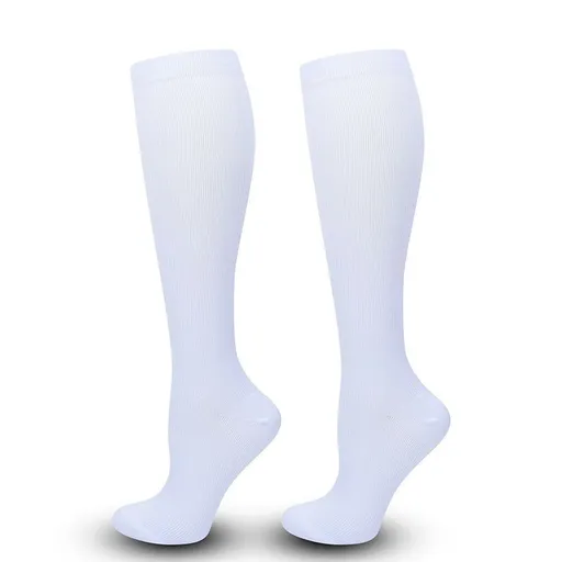 Flat Panel White Compression Calf Socks Size XXL (43-46) | Christmas Plus Size Basic Gift | Wide Calf Flat White Compression Socks for Big Size Daily Wear
