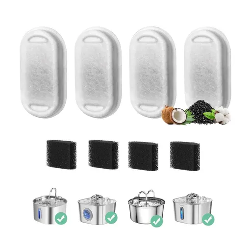 Cat Water Fountain Filter, 8 Pack Cat Fountain Filter Replacement | Pet Water Fountain Filter for 108oz/3.2L & 74oz/2.2L Stainless Steel cat Water Dispenser, Pet Fountain Filter Replacement