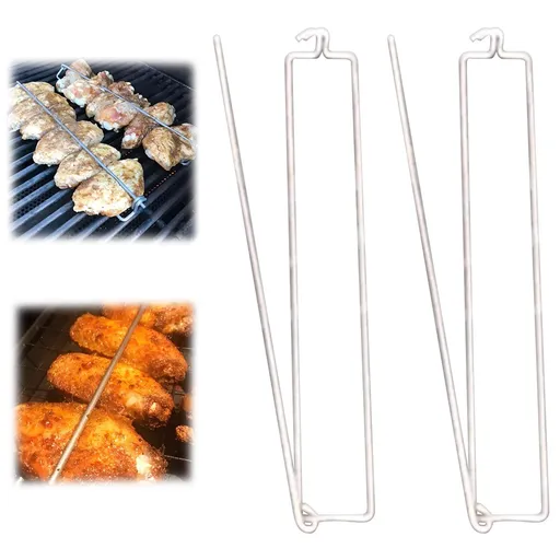 Clamping Wing Rails for Grilling Chicken Wings, Metal Clip for Grilling, Reusable BBQ Fork Chicken Wing Rails for Grill (2PCS)