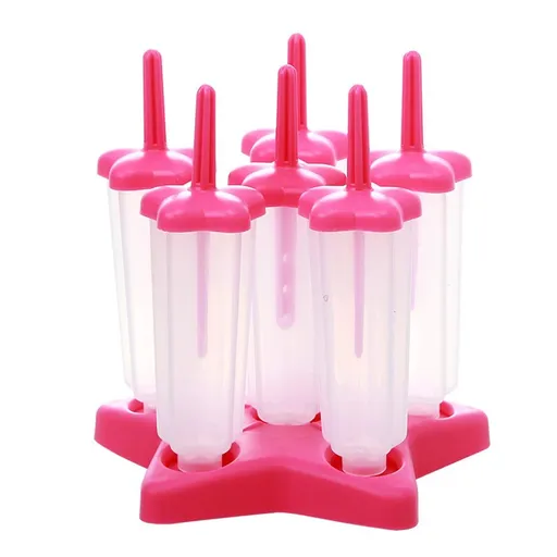 Popsicle Molds 6 Pieces Ice Pop Makers Reusable Ice Cream Mold Homemade DIY Pop Molds Easy Release Ice Pop Maker Pentagram Pink