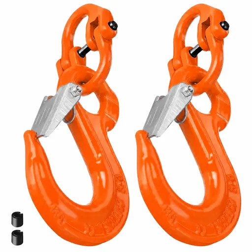 3.15T Sling Hook & Hammerlock Kit, 2 Sets Heavy Duty Trailer Safety Chain Hooks for Caravan, Camper & Boat Trailers-Orange