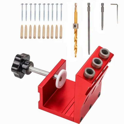 Woodworking Pocket Hole Jig Tool Set,Pocket Hole Drill Guide Jig Set for 15-43mm Thickness Board Hole Punchers Locators