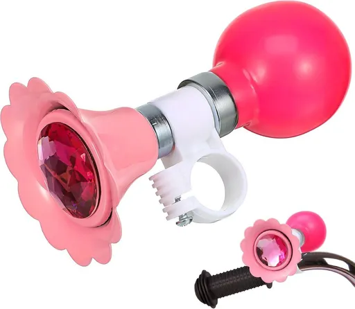 Kids Bike Horn Squeeze Clown Horn ABS Handlebar Clamp For Bicycles Scooters Tricycles Ages 3 to 8 Pink, 110 dB