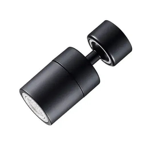 Faucet aerator, 360 Degree Rotation rotatable nozzle for kitchen faucet, 2 Outlet Positions, M22/M24 Thread Compatibility, 2 Spray Modes, Black Finish
