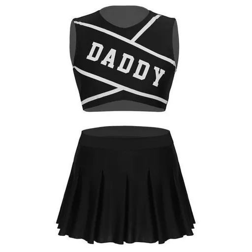 House Of Dasein Daddy Cheerleader Crop Top Outfit Ddlg Littles Costume - Black - M