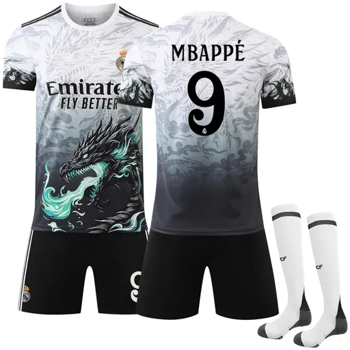 Real Madrid 2024-2025 Adult Match Kit with Socks No.9 Mbappé No.9 Mbappe S