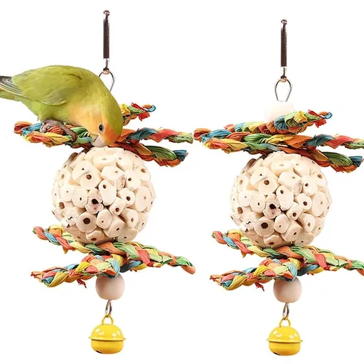 Bird Toys, Parakeet Toys Hanging Natural Soft Ball for Cockatiel Love Birds, 2 Pcs