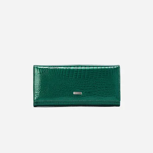 Women's Crocodile Texture Long Wallet, Large Capacity Foldable Clutch Purse for Cards Cash Coins Daily Use-green