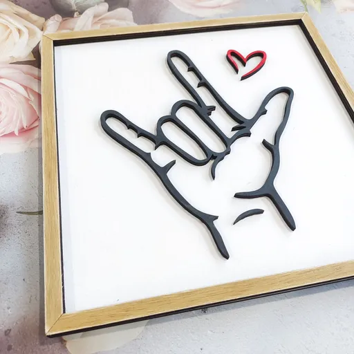 Valentines Day Gifts I Love You Sign Language Decor Wooden Sign, I Love You Ornament Sign Language Gifts for Valentines Wedding