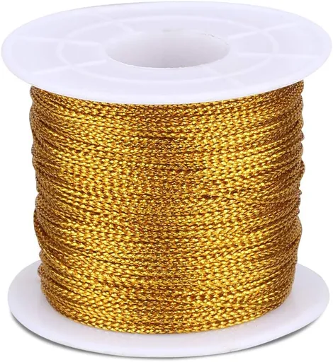 110Yards Gold Metallic String - 1MM No Stretch Decorative Braided Thread Cords for Gift Wrapping, DIY Crafts, Christmas Decor, Jewelry Making