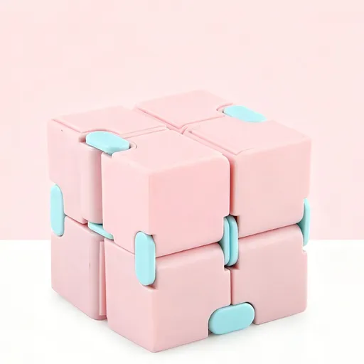 1pk Pastel Pink Infinity Cube Fidget Toy Gift Box