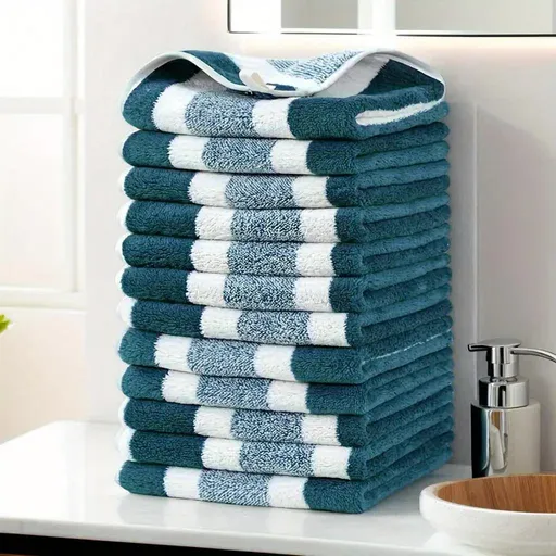 GREEN 12PCS Thick Absorbent Lint-Free Coral Fleece Kitchen Cleaning Cloth, Easily Removes Grease, Hangable for Drying