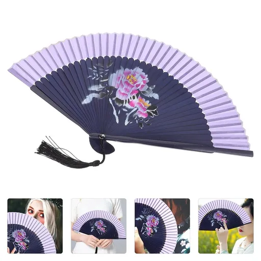 Retro Decorative Chinese Foldable Fan with Strong Bamboo Frame