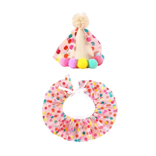 Dog Cat Birthday Dress Bib Felt Hat Party Supplies Drool Towel for Pet Parties - S