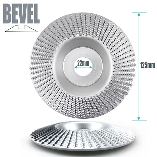 Angle Grinder Wood Carving Disc 125mm Flat Beveled Shaping Wheel for Woodworking DIY Polishing Deburring Root Carving Tea Tray Furniture Crafting (Bevel Grinding Disc, Silver)