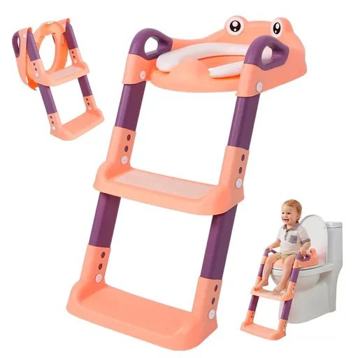 Training Seat Detachable Toddler Toilet Seat Ladder with Adjustable Height PVC Soft Cushion for Toddlers Boys Girls