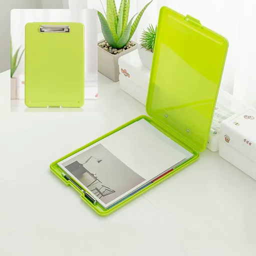 Clipboard with Storage File Box, Foldable A4 Large Capacity Clip Boards Folder, Plastic Clipboard with Pen Holder for Office Supplies(Mint Green) Mint Green