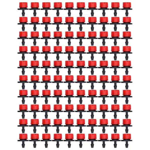 100Pcs 8 Hole Drip Irrigation Emitter Adjustable Drip Irrigation Sprinkler for Garden Greenhouse Courtyard Red