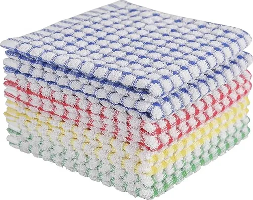 Dishcloth Set 8 Pieces - Dishcloth - Dishcloths - Cleaning Cloths - Microfiber Cleaning Cloths - 30x30cm - Cotton - Red*2+Yellow*2+Blue*2+Green*2