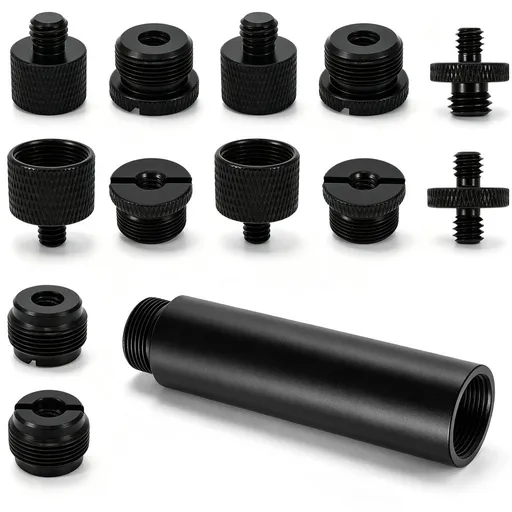 12 Pcs Microphone Stand Adapter Screws Free 7 .6cm Extension Rod with Premium Surface Treatment for Microphone Tripod Stand Black 2 Pack
