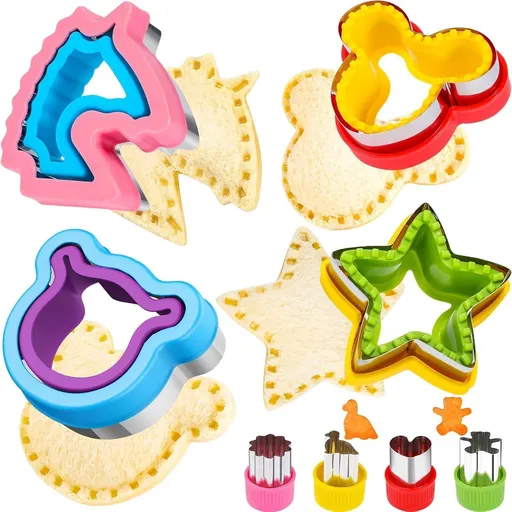 8 Pcs Sandwich Cutter Maker, Bear Mouse Unicorn Star Shape Sandwich Cutters for Kids Lunch, Bread Decruster Sandwiches Cruster Fruit Cutters Cookie Mold for Boys Girls Bento Box