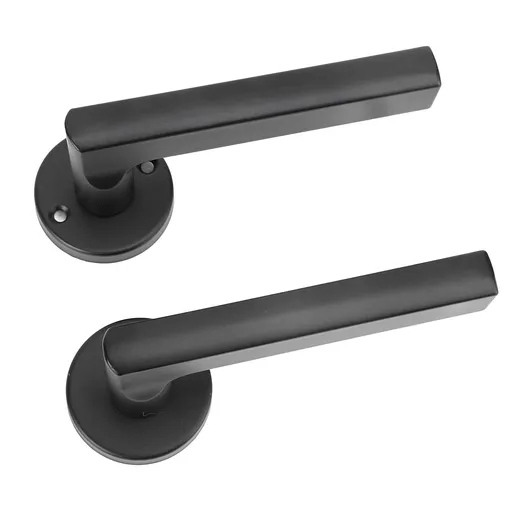 Door Handle Lock Keyed Large Solid Knob Thickened Panel Aluminum Iron Steel Interior Bedroom Lock Black