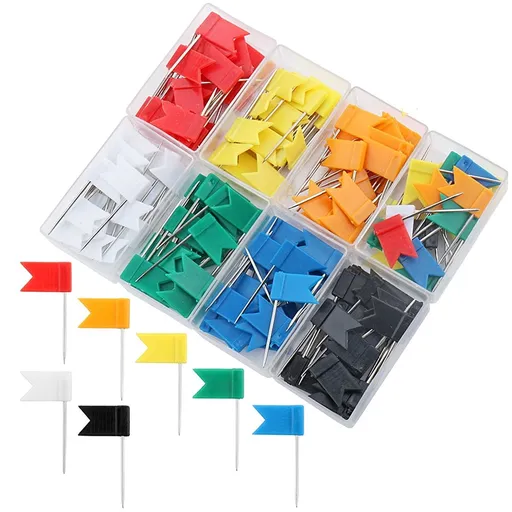 Flag Push Pins Assorted Color For Travel Map Geography Lovers 160Pcs 1.4x0.7x0.1in 160pcs Assorted Color