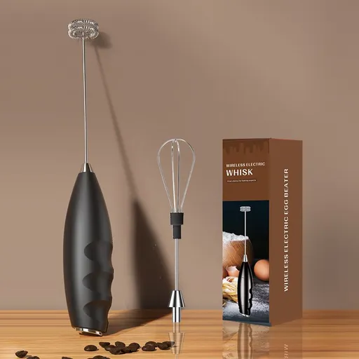 Handheld Milk Frother Dual Whisk Battery Powered Compact Black