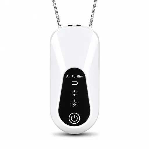 2PCS White Wearable Air Purifier Necklace with 2 Adjustable Modes - Portable Mini Negative Ion Purifier, Filterless Zero Consumables, Type C Charging and Long Battery Life