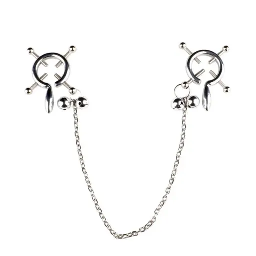 House Of Dasein Breast Clip Leather Belt Bondage Stainless Steel Nipple Clamp With Chains - Style Qk-C8009