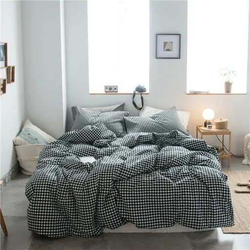 Cotton 4 Piece Set Modern Minimalist White Bed hat kit_1.5m bed-quilt cover 200x 230cm (four-piece set)