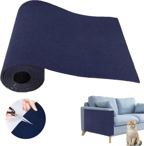 118"X15.8" Self-Adhesive Cat Scratching Mat - Durable Couch Protector from Cat Claws, DIY Furniture Protector from Cats Scratching, Sticky cat Scratch Wall mat- No Residue, Safe for Cats - Blue
