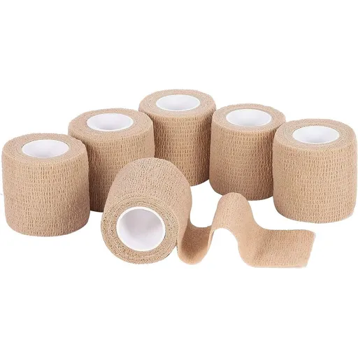 6 Pack Self Adhesive Elastic Bandage Wrap, Sports wrap Tape,First Aid Wrap Bandages,Stretch Self-Adherent Tape for First Aid,Sports, Wrist, Ankle (3" x 5 Yards,Skin colour)